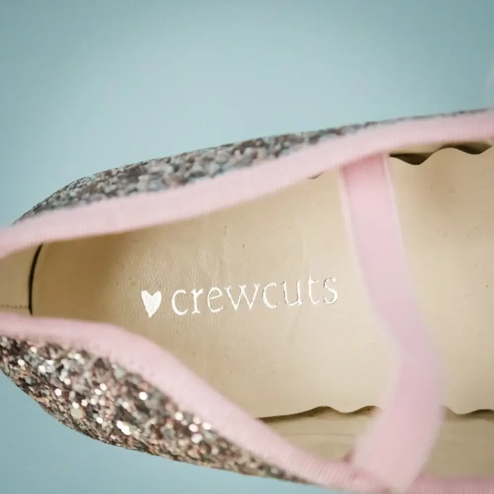 Crewcuts J. Crew Girls Size 1 Zoe Pink Glitter Mary Jane Slip On Ballet Flats